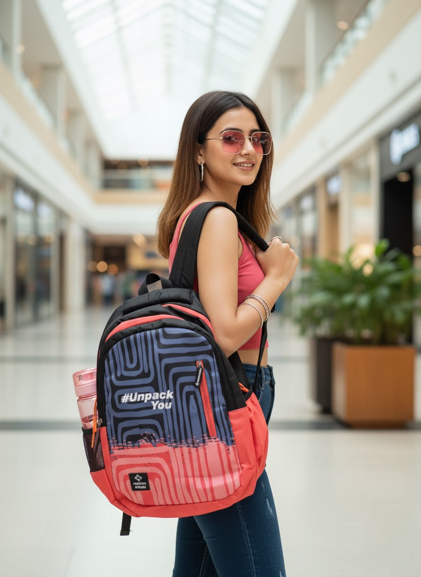 Nasher Miles Psychology Black & Pink Backpack